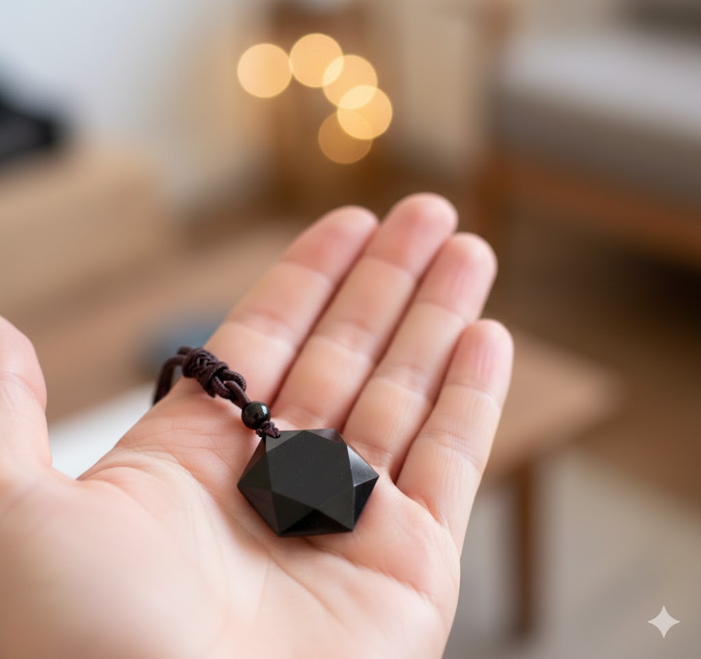 Fekete obszidián nyaklánc